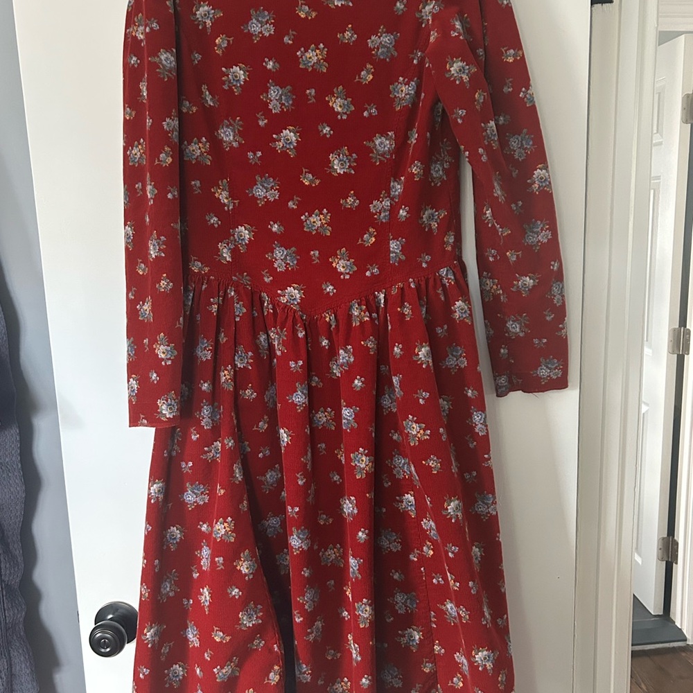 Vintage Laura Ashley Red Floral Cotton Dress
